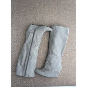 Jessica Simpson boots Woman's Sz 8 Taupe Suede Leather Wedge Knee High Boots